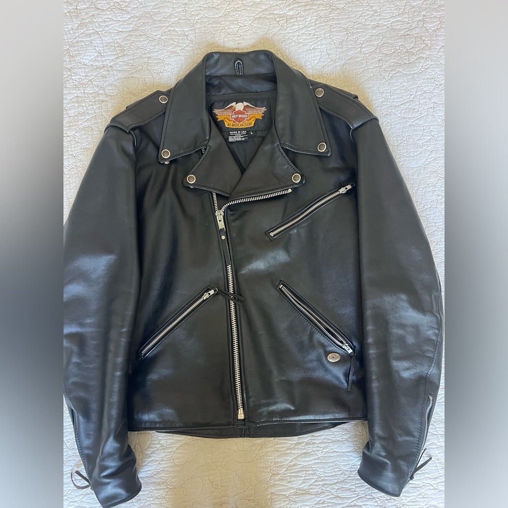 Harley Davidson Zipper Leather Motorcycle Jacket